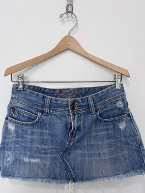 Y2K 2000s Abercrombie & Fitch Denim Mini Skirt 0 XS Low Rise 100% Cotton